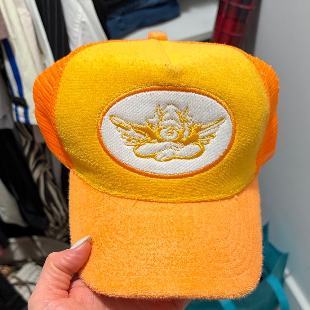 Boys Lie Orange Trucker Hat with Embroidered Logo